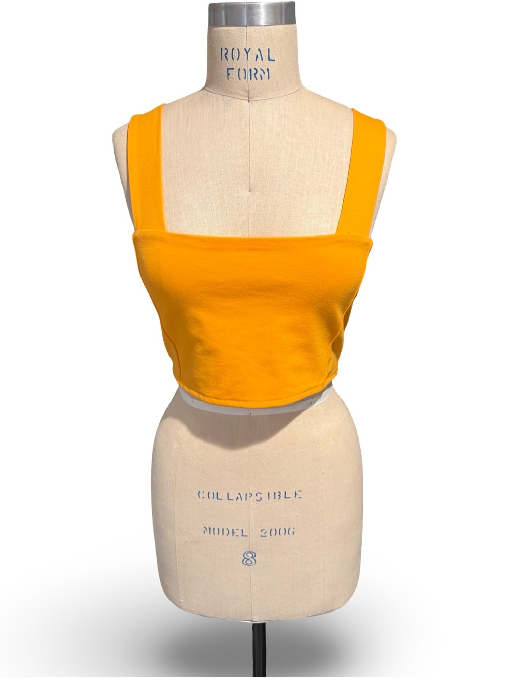 Zara Bright Mustard Square-Neck Crop Top
